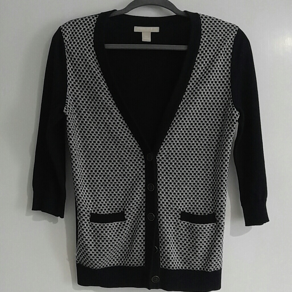 BR Navy and White Cardigan Sweater